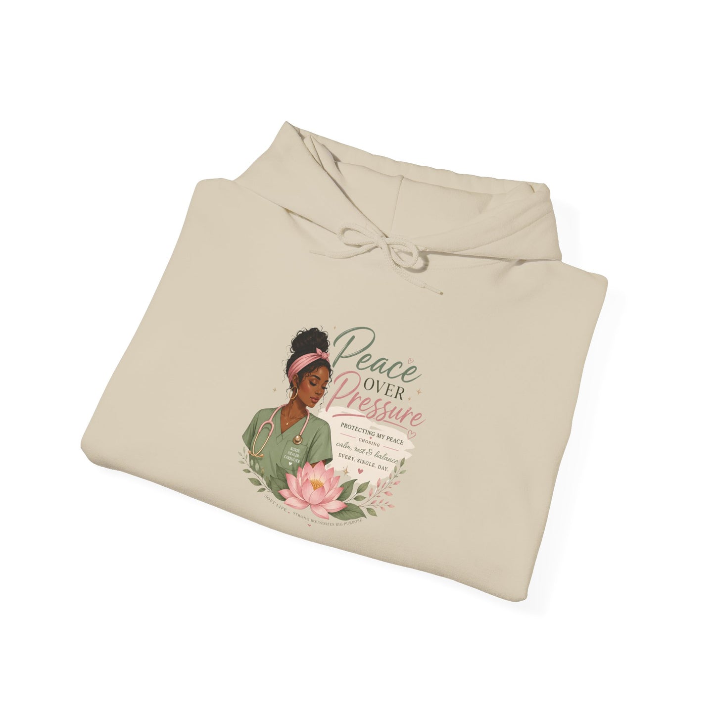 Peace Over Pressure Hoodie Delicate Lotus In Scrubs Graphic Sweatshirt