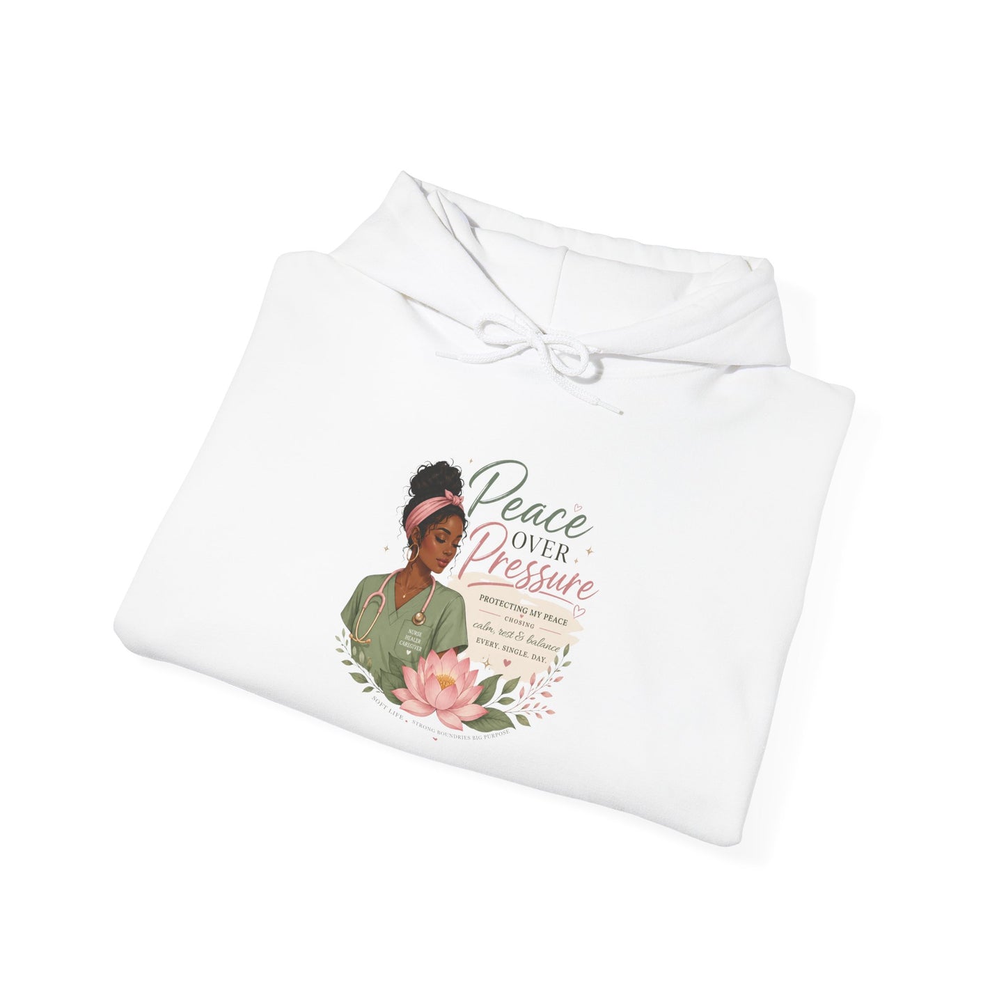 Peace Over Pressure Hoodie Delicate Lotus In Scrubs Graphic Sweatshirt