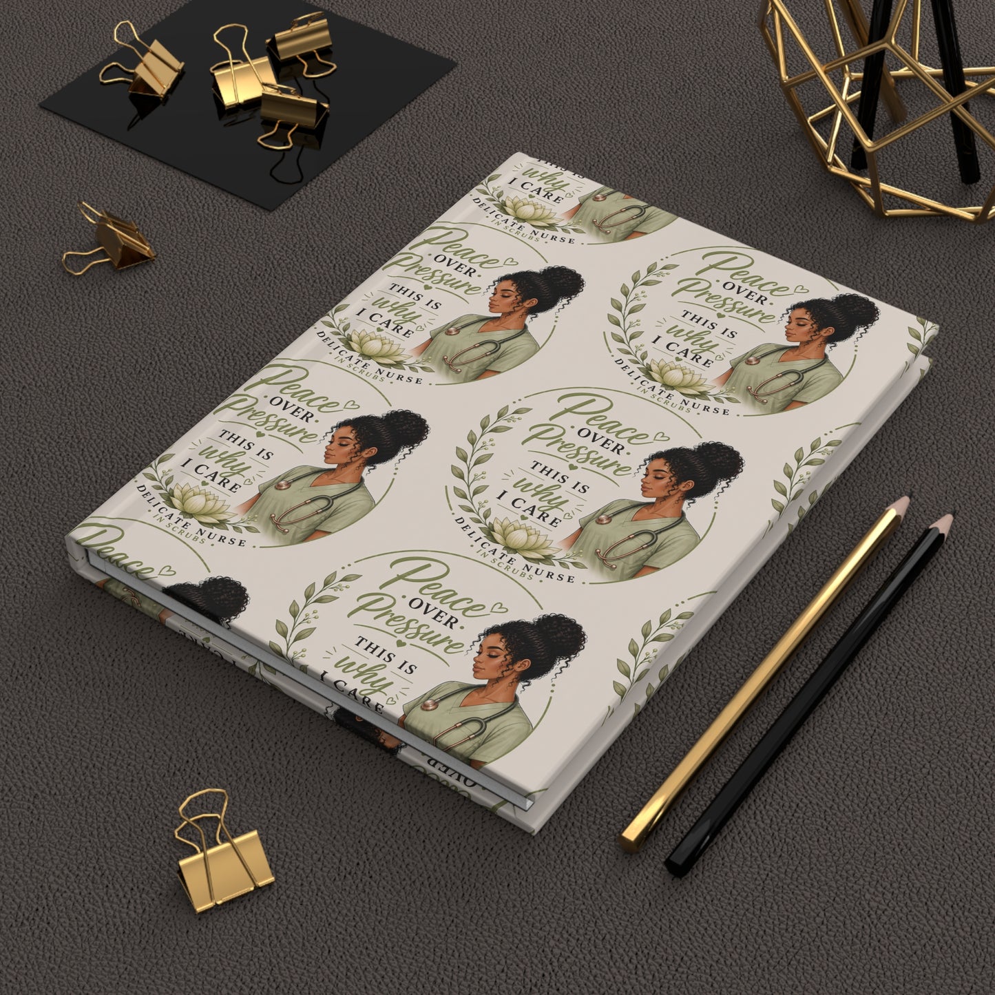 Hardcover Journal  "Peace Over Perfection" Inspirational Notebook for Women