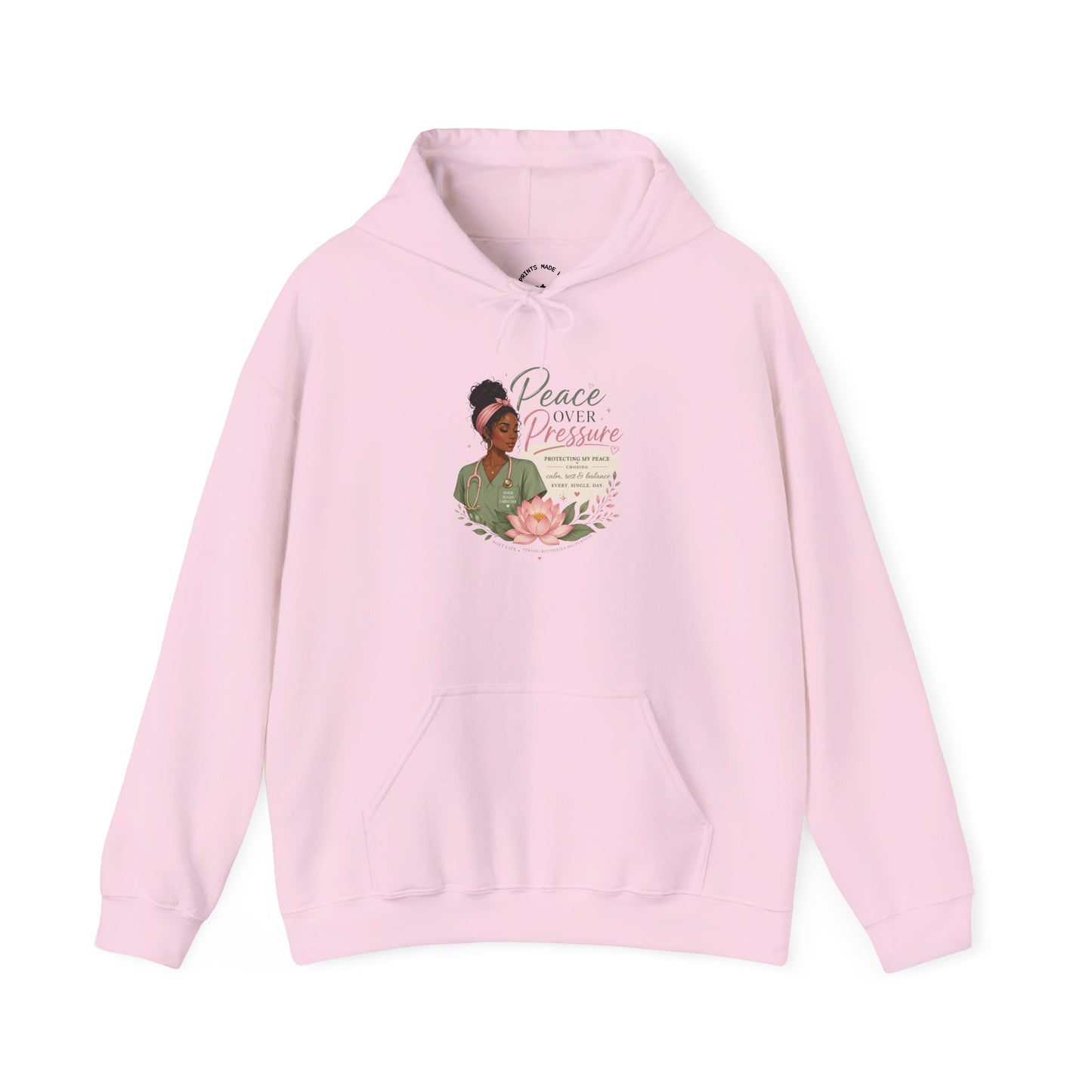 Peace Over Pressure Hoodie Delicate Lotus In Scrubs Graphic Sweatshirt