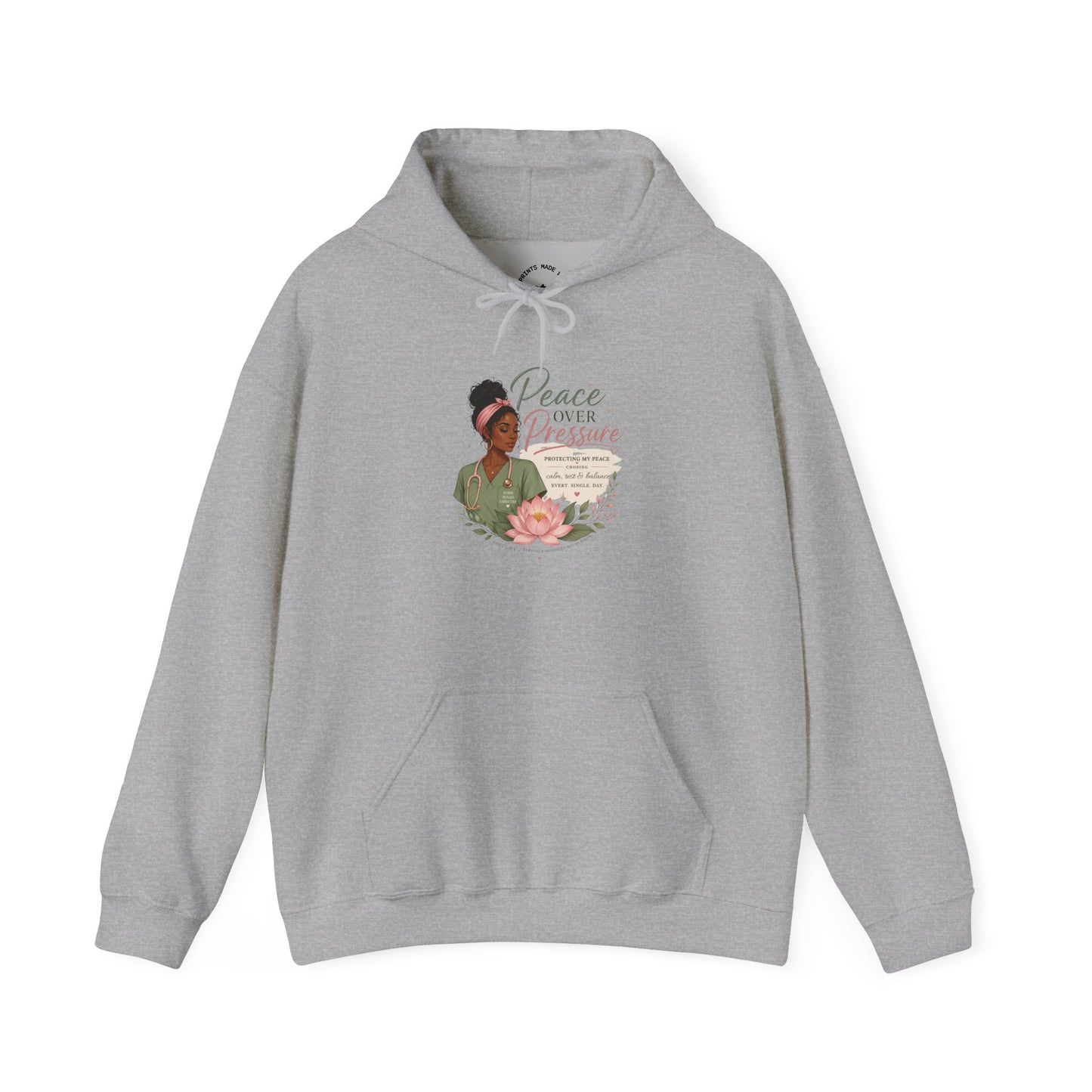 Peace Over Pressure Hoodie Delicate Lotus In Scrubs Graphic Sweatshirt