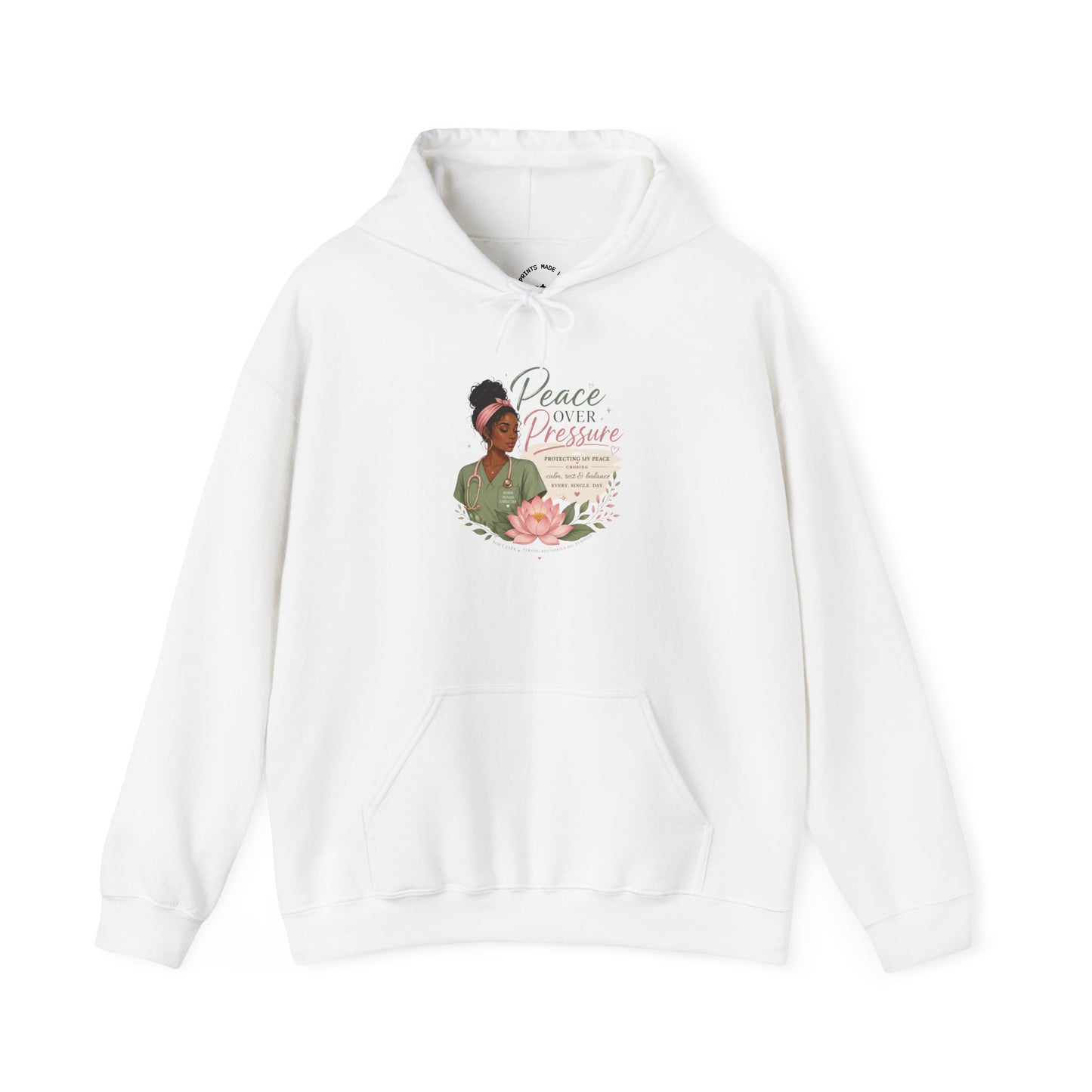 Peace Over Pressure Hoodie Delicate Lotus In Scrubs Graphic Sweatshirt