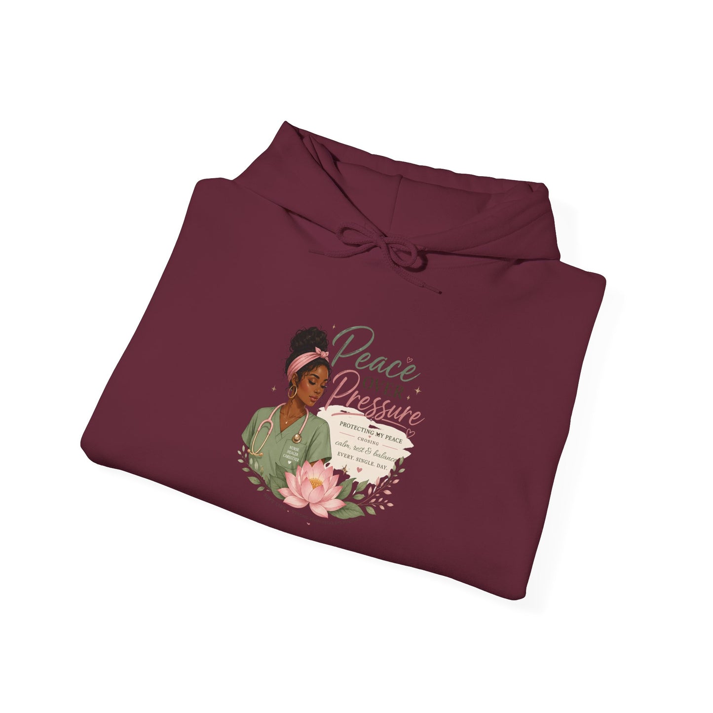 Peace Over Pressure Hoodie Delicate Lotus In Scrubs Graphic Sweatshirt