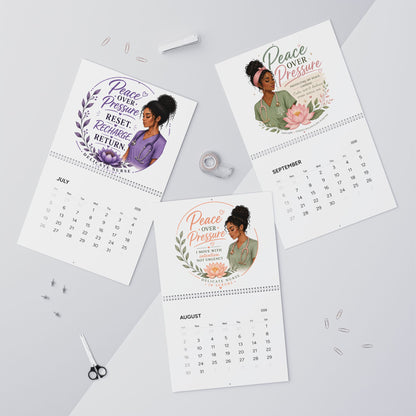 Peace Over Pressure 2026 Wall Calendar Inspirational Nurse Self-Care Calendar