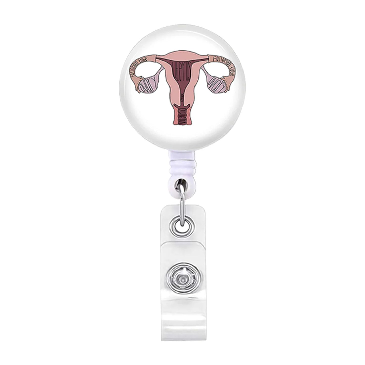 Acrylic English Badge Holder Clip Rotating Alligator Clip Retractable Badge Reel for Doctor Nurse Teacher Student Halloween Gift