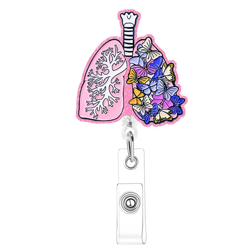 New Arrival Nurse Badge Reels Retractable Badge Holders with Alligator Clip Organ Heart Id Badge Clip for Doctor Nursing Student