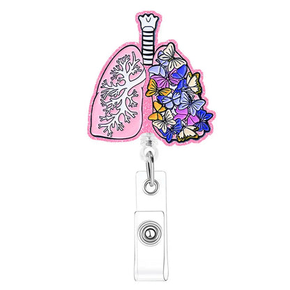 New Arrival Nurse Badge Reels Retractable Badge Holders with Alligator Clip Organ Heart Id Badge Clip for Doctor Nursing Student