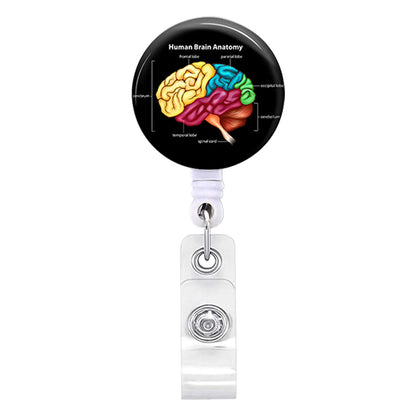 Acrylic English Badge Holder Clip Rotating Alligator Clip Retractable Badge Reel for Doctor Nurse Teacher Student Halloween Gift
