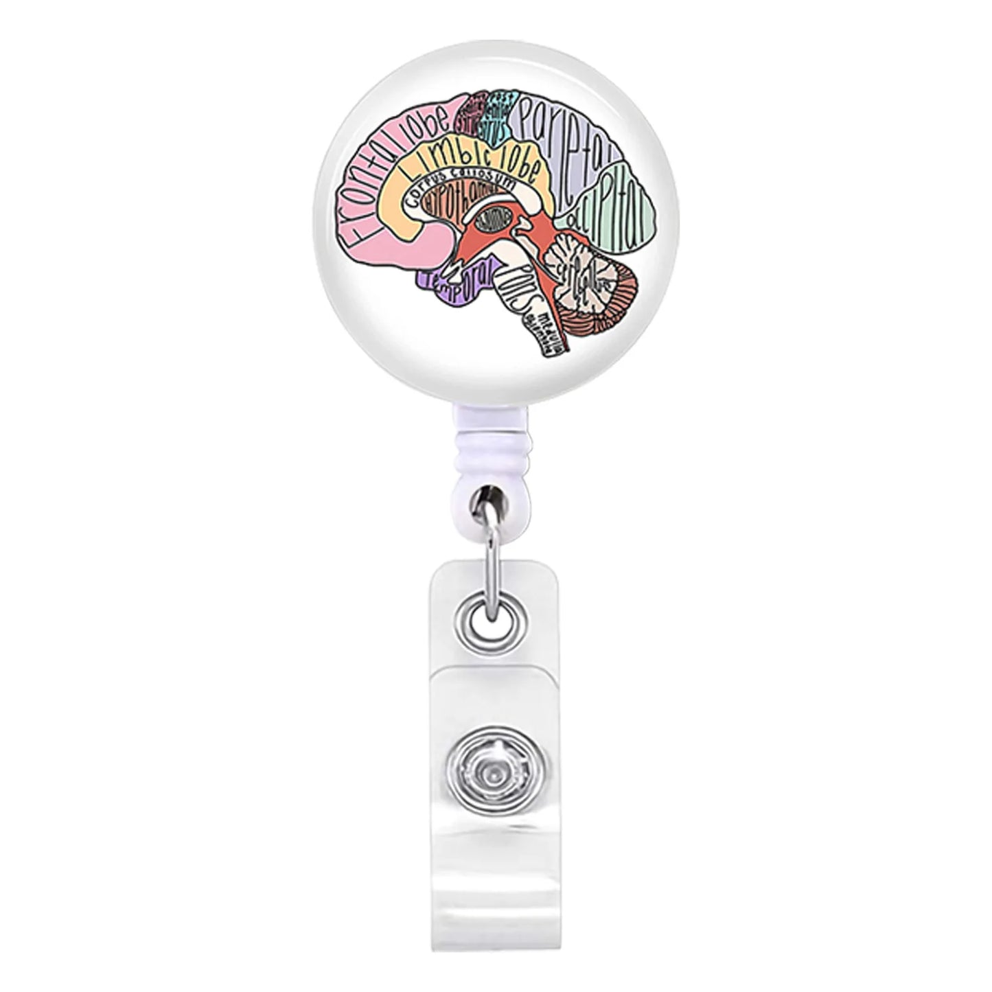 Acrylic English Badge Holder Clip Rotating Alligator Clip Retractable Badge Reel for Doctor Nurse Teacher Student Halloween Gift