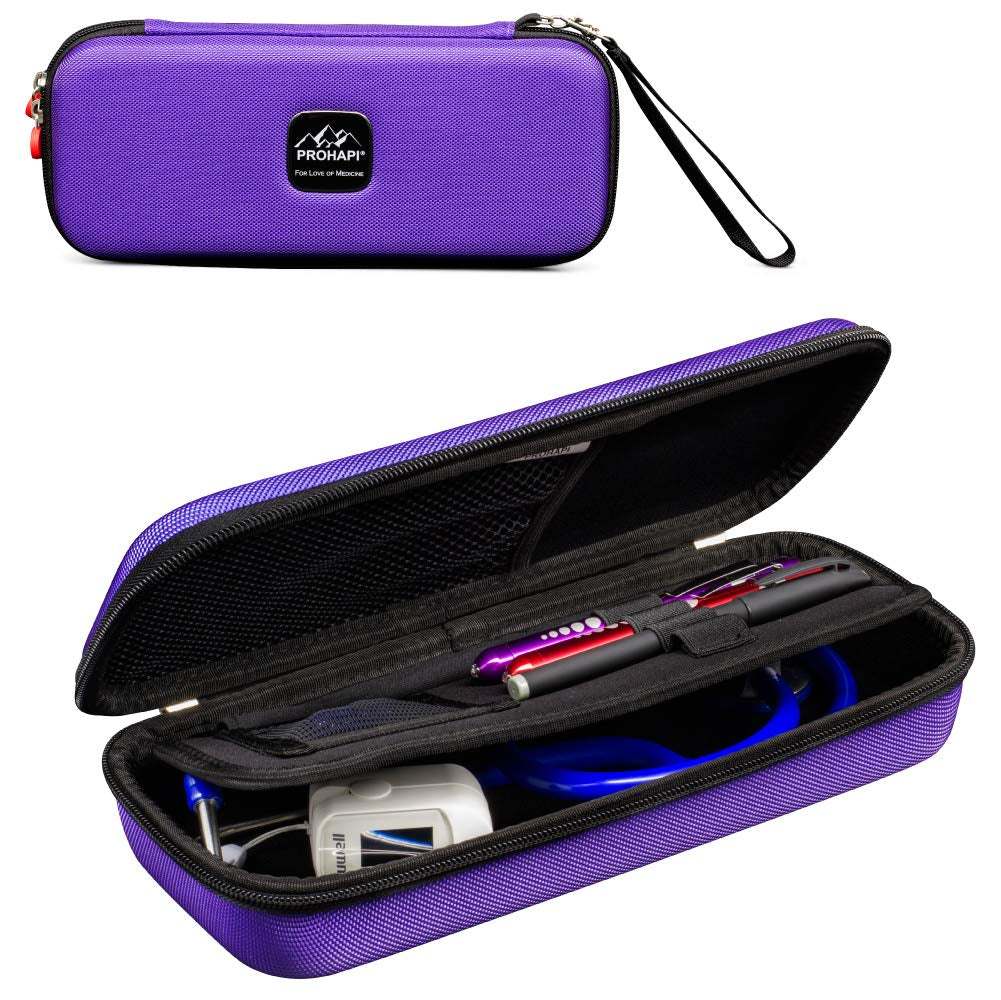 Hard Stethoscope Case, Large Stethoscope Carrying Case with ID Slot, Compatible with 3M Littmann/Adc/Omron/Mdf Stethoscope Includes Mesh Pocket for Nurse Accessories (Volcanic Grey)