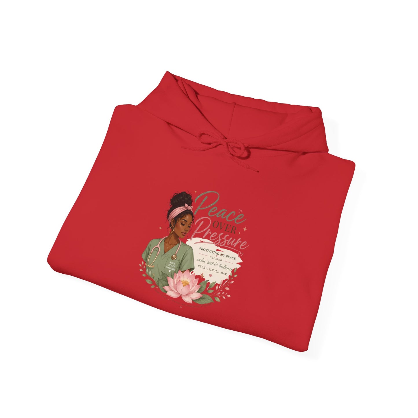 Peace Over Pressure Hoodie Delicate Lotus In Scrubs Graphic Sweatshirt