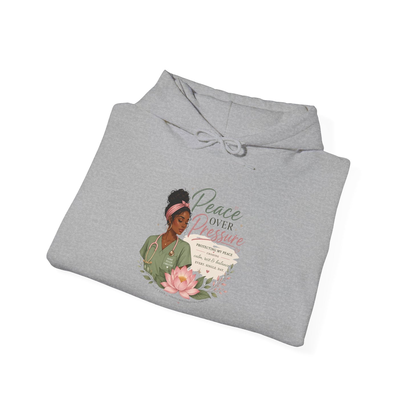 Peace Over Pressure Hoodie Delicate Lotus In Scrubs Graphic Sweatshirt