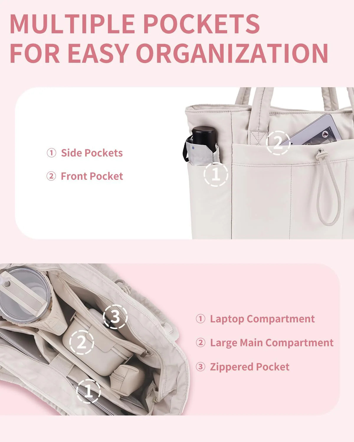 Women’S Quilted Tote Bag | Stylish Water-Resistant Design