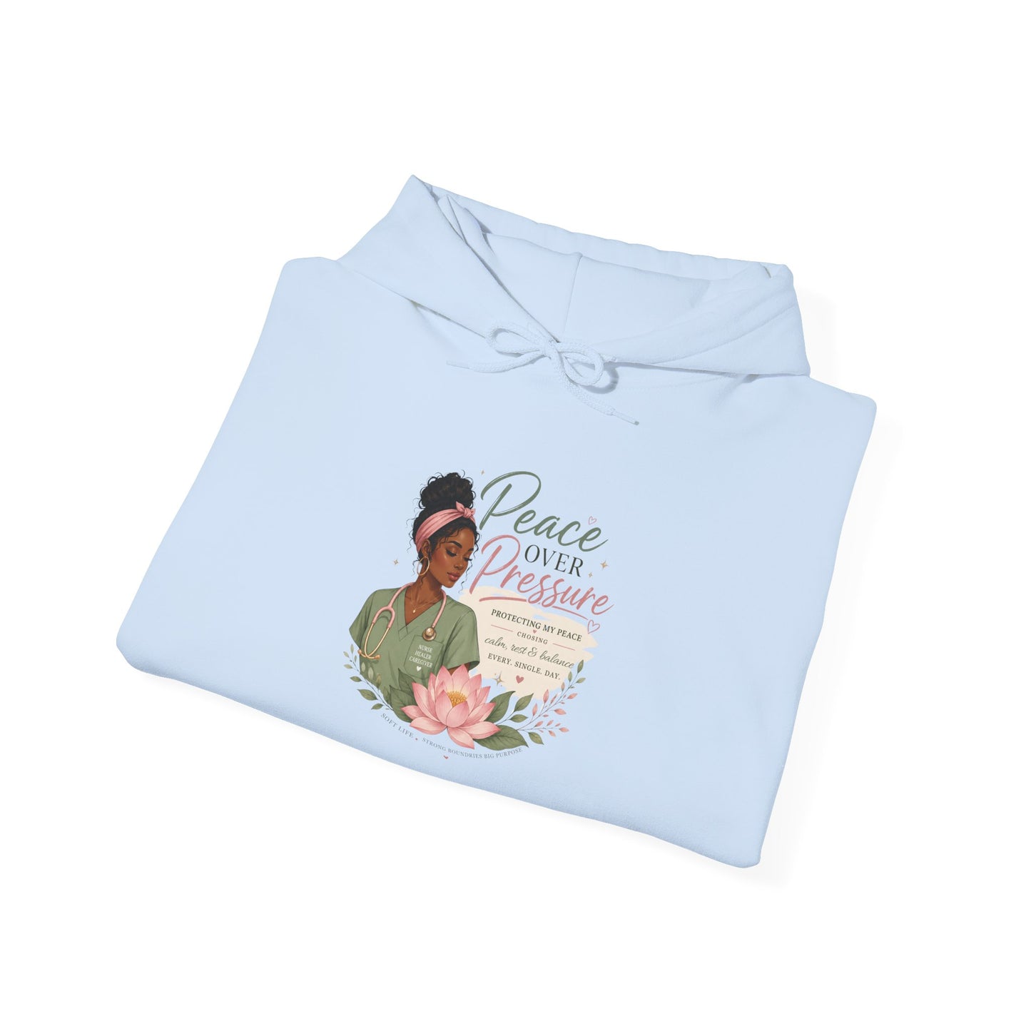 Peace Over Pressure Hoodie Delicate Lotus In Scrubs Graphic Sweatshirt