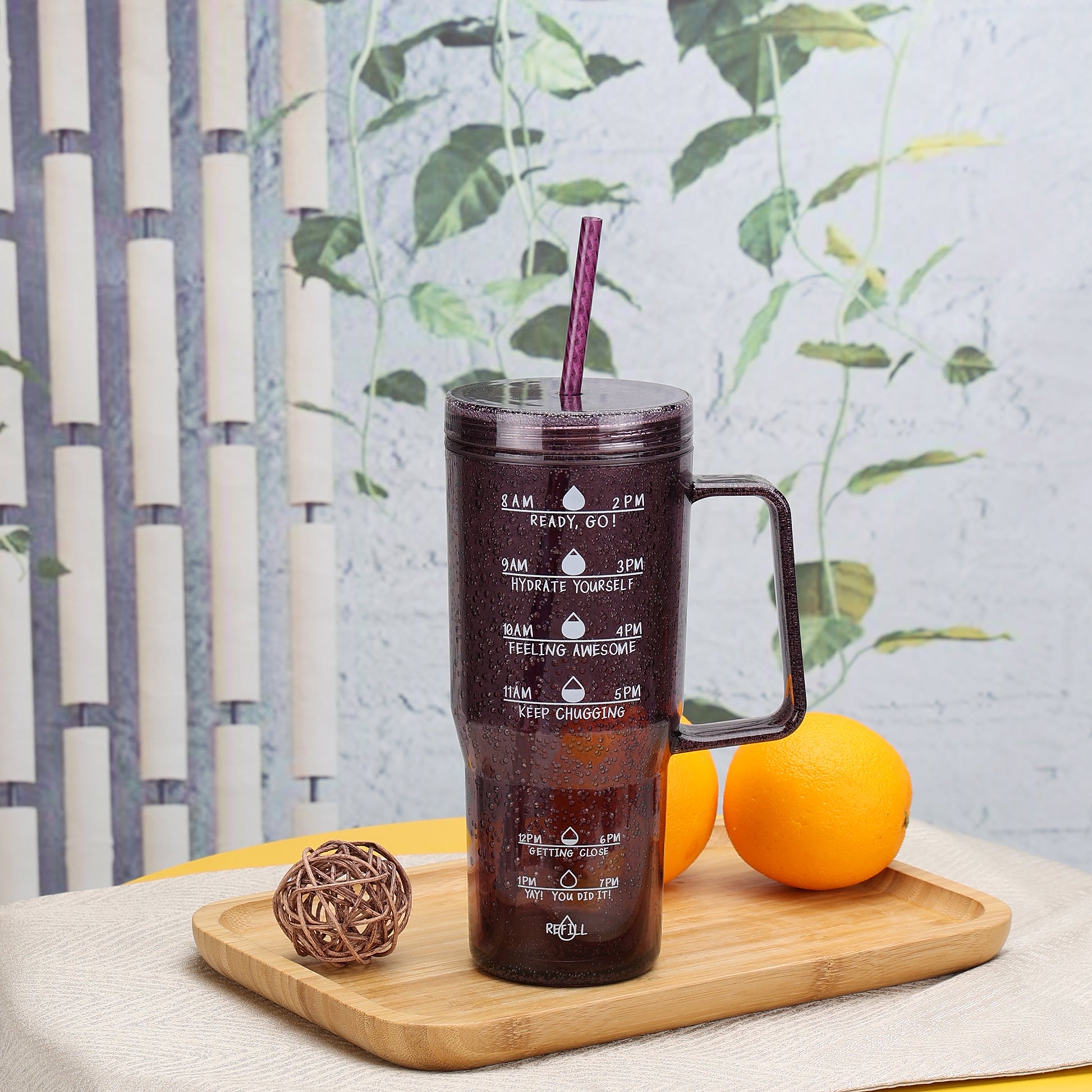 30 Oz Purple Bubble Pattern Tumbler with Handle