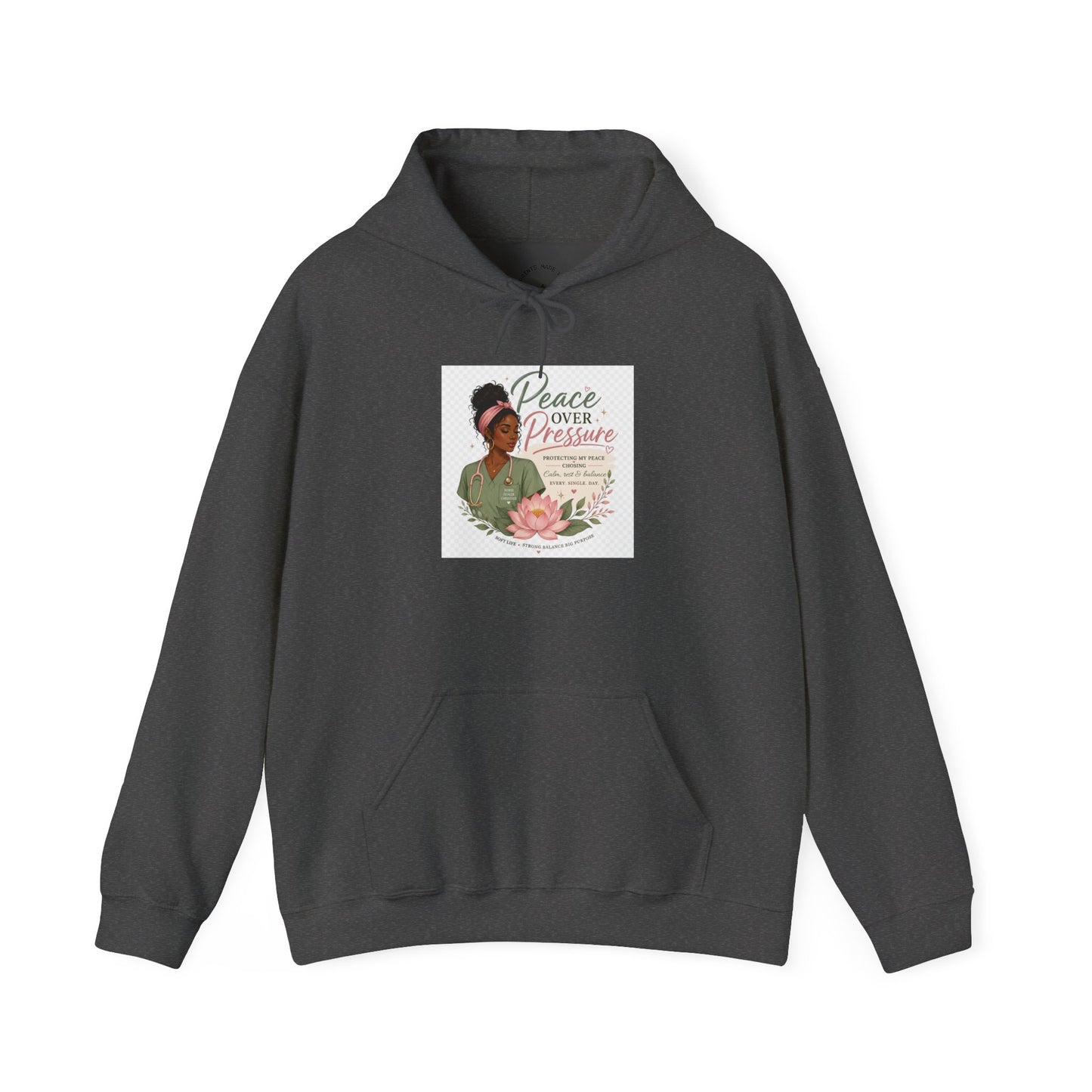 Peace Over Pressure Hoodie Delicate Lotus In Scrubs Graphic Sweatshirt