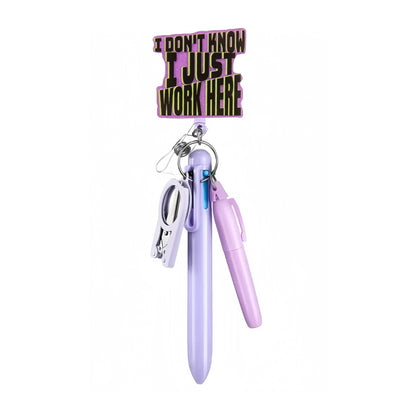 Cross-Border Hot-Selling Macaron Nurse Pen Set Telescopic Badge Holder Easy-Pull Buckle Id Buckle Medical Scissors Pendant