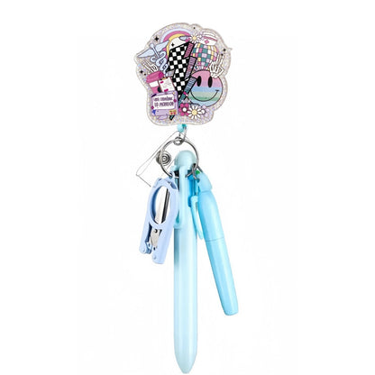 Cross-Border Hot-Selling Macaron Nurse Pen Set Telescopic Badge Holder Easy-Pull Buckle Id Buckle Medical Scissors Pendant