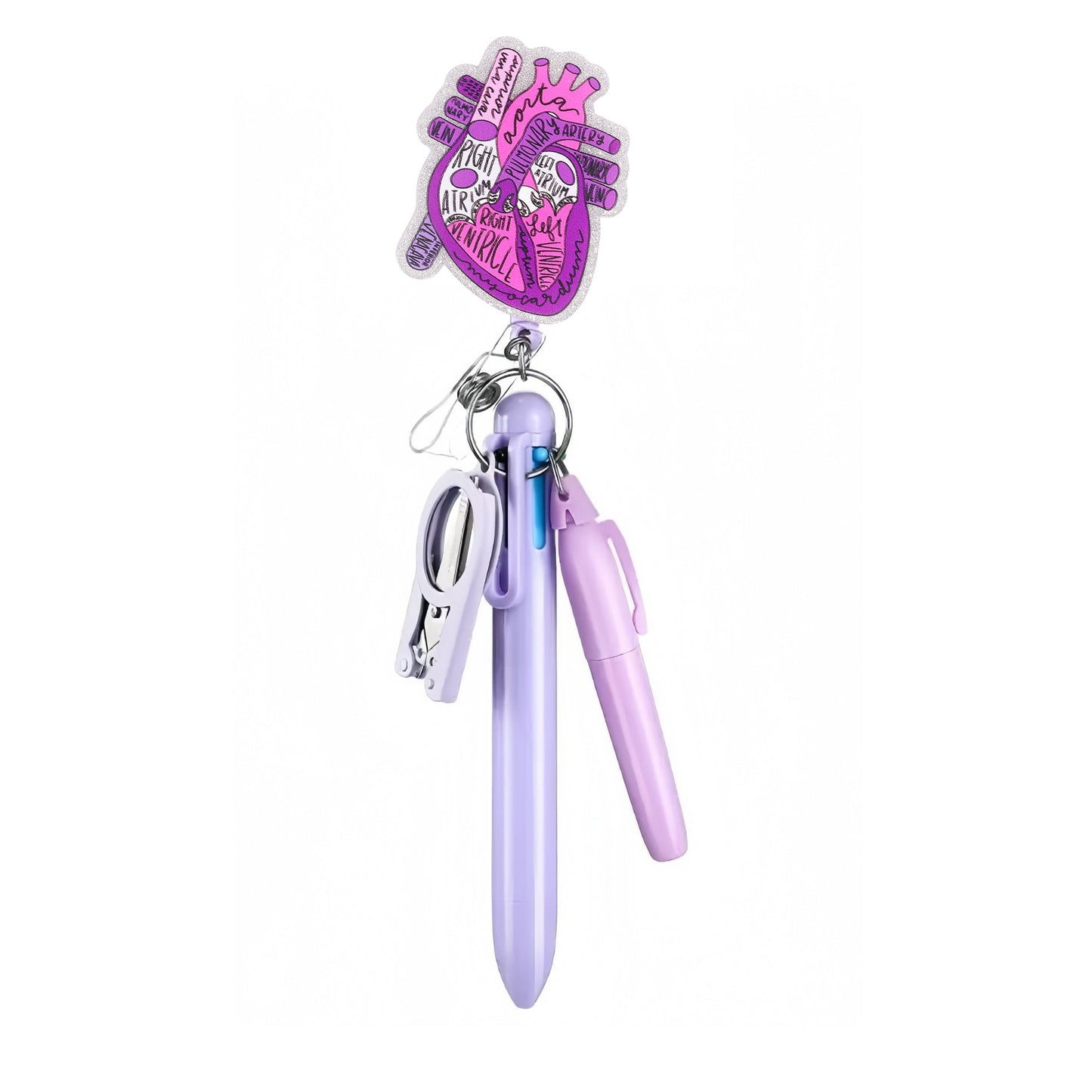 Cross-Border Hot-Selling Macaron Nurse Pen Set Telescopic Badge Holder Easy-Pull Buckle Id Buckle Medical Scissors Pendant