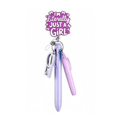 Cross-Border Hot-Selling Macaron Nurse Pen Set Telescopic Badge Holder Easy-Pull Buckle Id Buckle Medical Scissors Pendant
