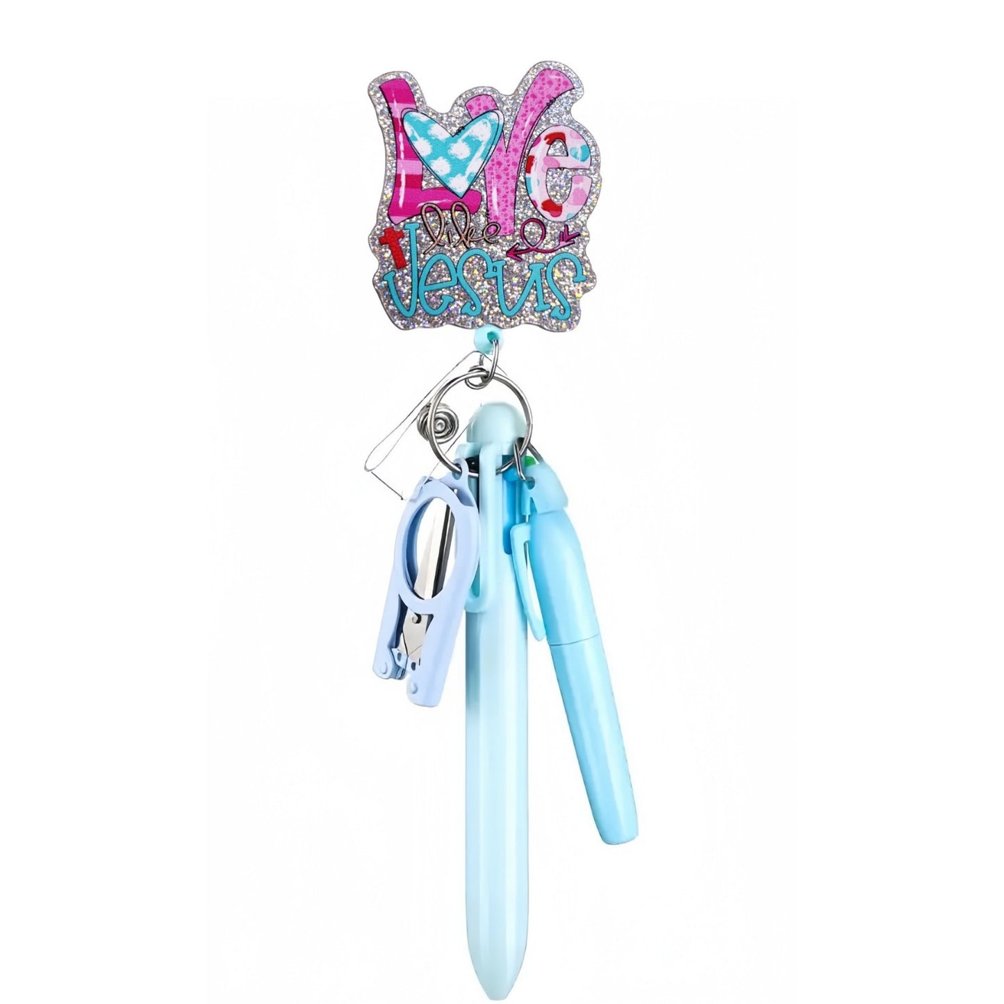 Cross-Border Hot-Selling Macaron Nurse Pen Set Telescopic Badge Holder Easy-Pull Buckle Id Buckle Medical Scissors Pendant