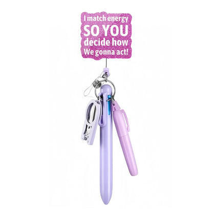 Cross-Border Hot-Selling Macaron Nurse Pen Set Telescopic Badge Holder Easy-Pull Buckle Id Buckle Medical Scissors Pendant