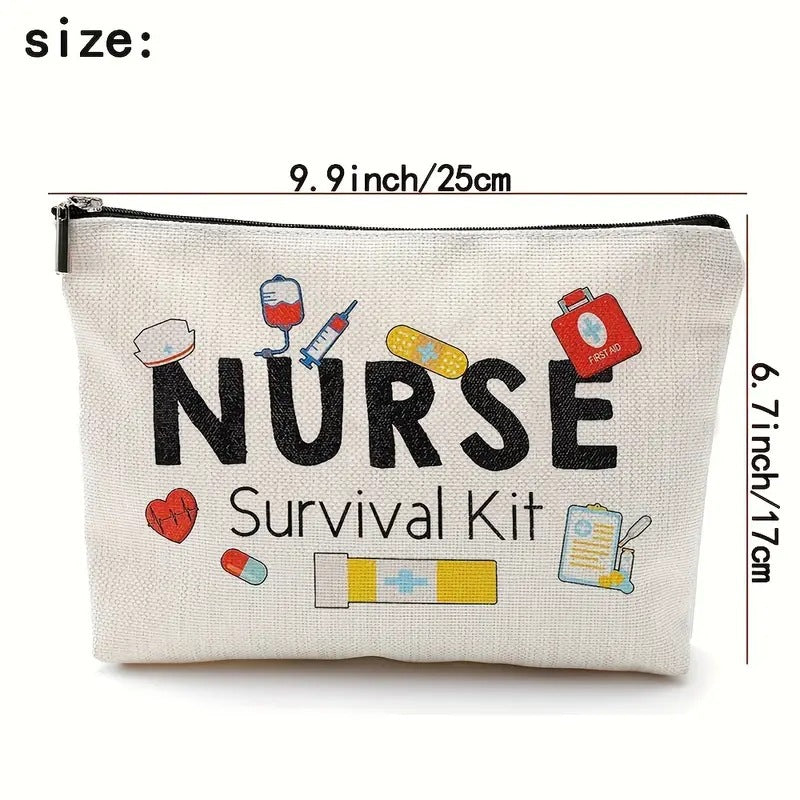 Nurse Cosmetic Bag – Waterproof Linen Zipper Pouch