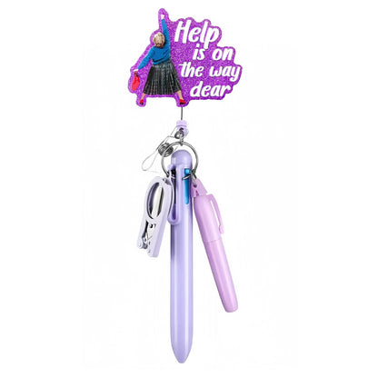 Cross-Border Hot-Selling Macaron Nurse Pen Set Telescopic Badge Holder Easy-Pull Buckle Id Buckle Medical Scissors Pendant
