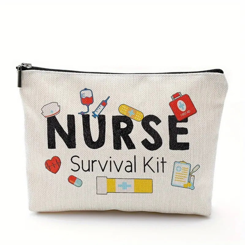 Nurse Cosmetic Bag – Waterproof Linen Zipper Pouch
