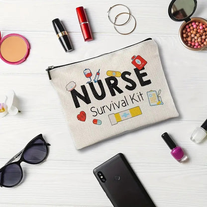 Nurse Cosmetic Bag – Waterproof Linen Zipper Pouch