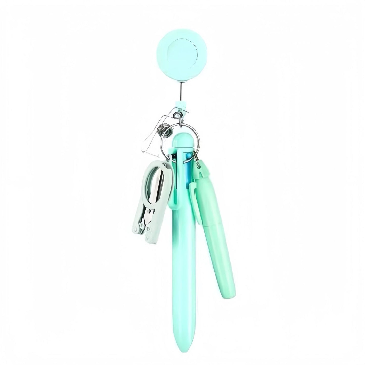 Cross-Border Hot-Selling Macaron Nurse Pen Set Telescopic Badge Holder Easy-Pull Buckle Id Buckle Medical Scissors Pendant