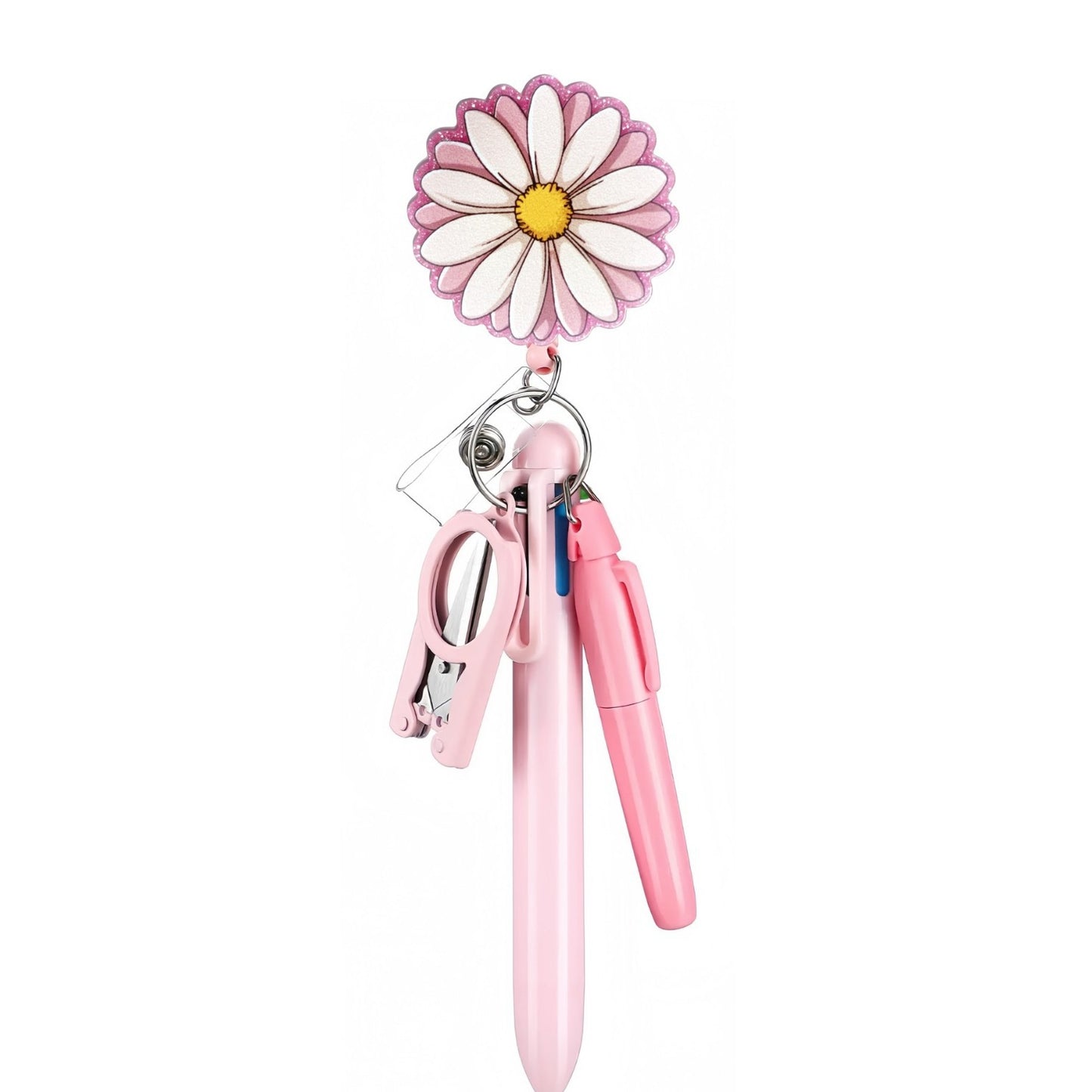 Cross-Border Hot-Selling Macaron Nurse Pen Set Telescopic Badge Holder Easy-Pull Buckle Id Buckle Medical Scissors Pendant
