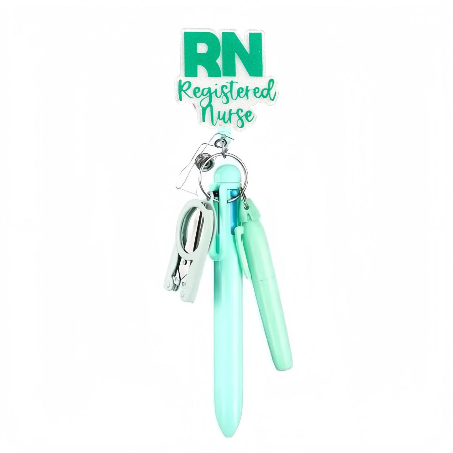 Cross-Border Hot-Selling Macaron Nurse Pen Set Telescopic Badge Holder Easy-Pull Buckle Id Buckle Medical Scissors Pendant
