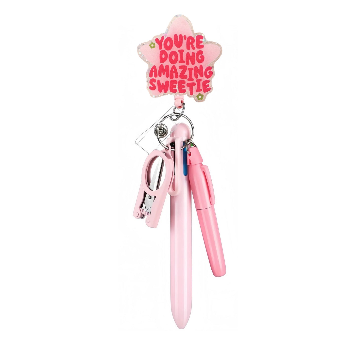Cross-Border Hot-Selling Macaron Nurse Pen Set Telescopic Badge Holder Easy-Pull Buckle Id Buckle Medical Scissors Pendant