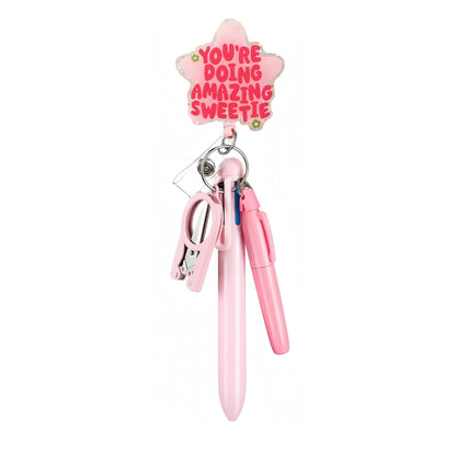 Cross-Border Hot-Selling Macaron Nurse Pen Set Telescopic Badge Holder Easy-Pull Buckle Id Buckle Medical Scissors Pendant