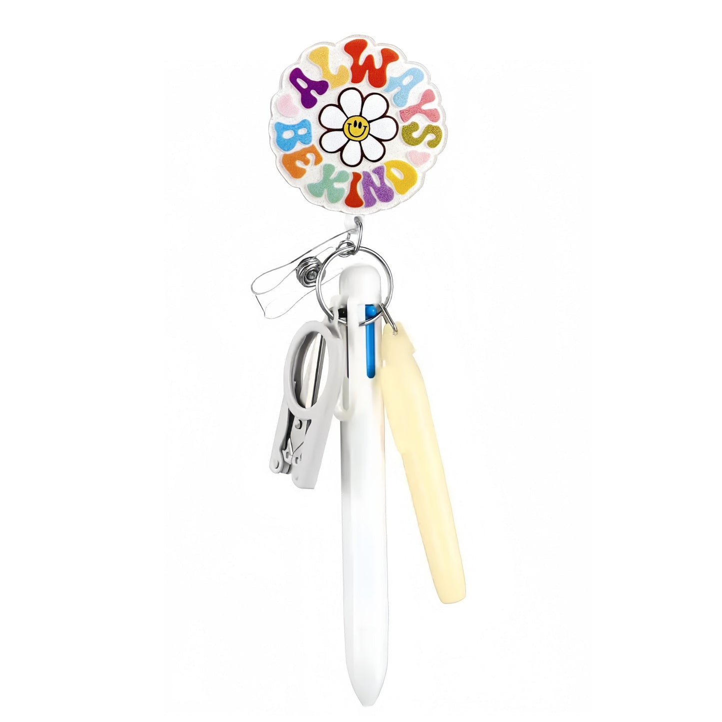 Cross-Border Hot-Selling Macaron Nurse Pen Set Telescopic Badge Holder Easy-Pull Buckle Id Buckle Medical Scissors Pendant