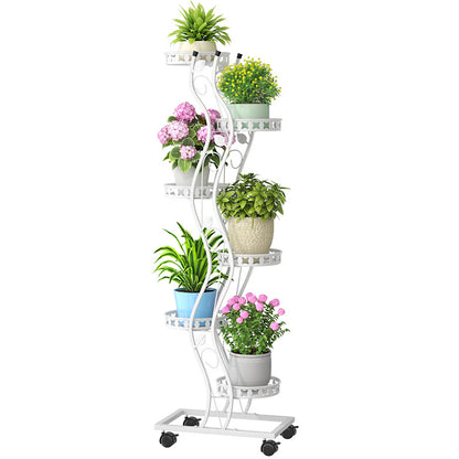 Multi-Layer Movable Space-Saving Flower Rack Balcony Living Room Tv Cabinet Side Potted Plant Rack Balcony Floor-Standing Flower Rack