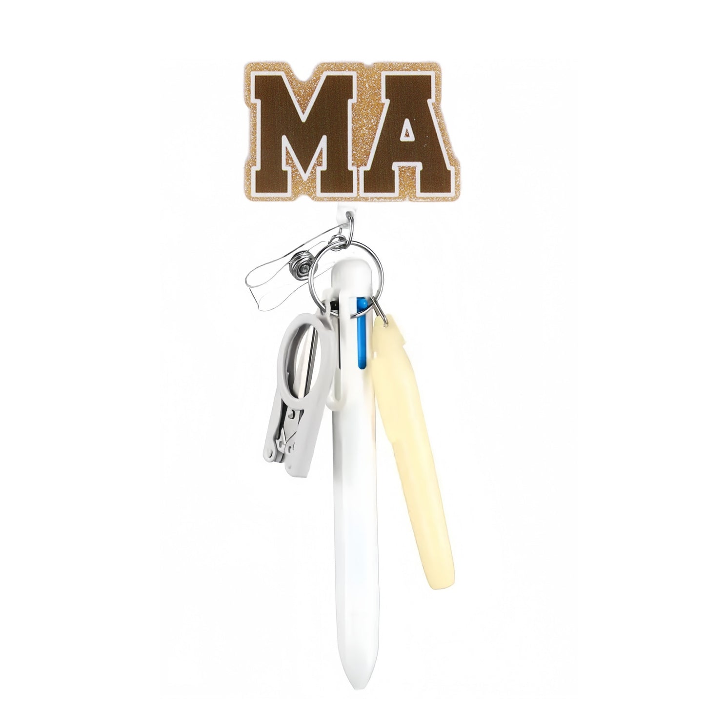 Cross-Border Hot-Selling Macaron Nurse Pen Set Telescopic Badge Holder Easy-Pull Buckle Id Buckle Medical Scissors Pendant