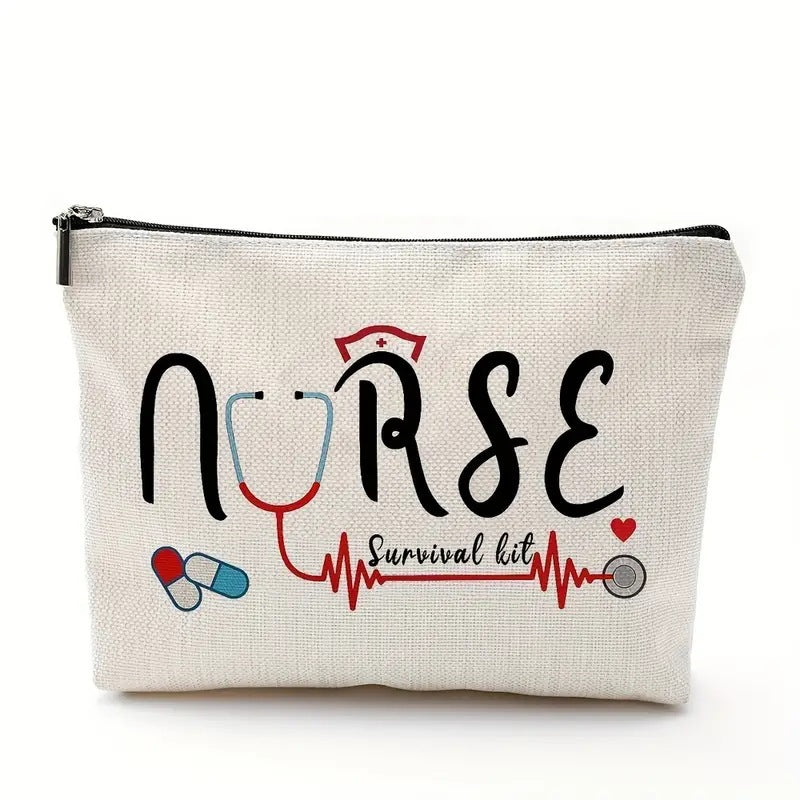 Nurse Cosmetic Bag – Waterproof Linen Zipper Pouch