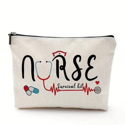 Nurse Cosmetic Bag – Waterproof Linen Zipper Pouch
