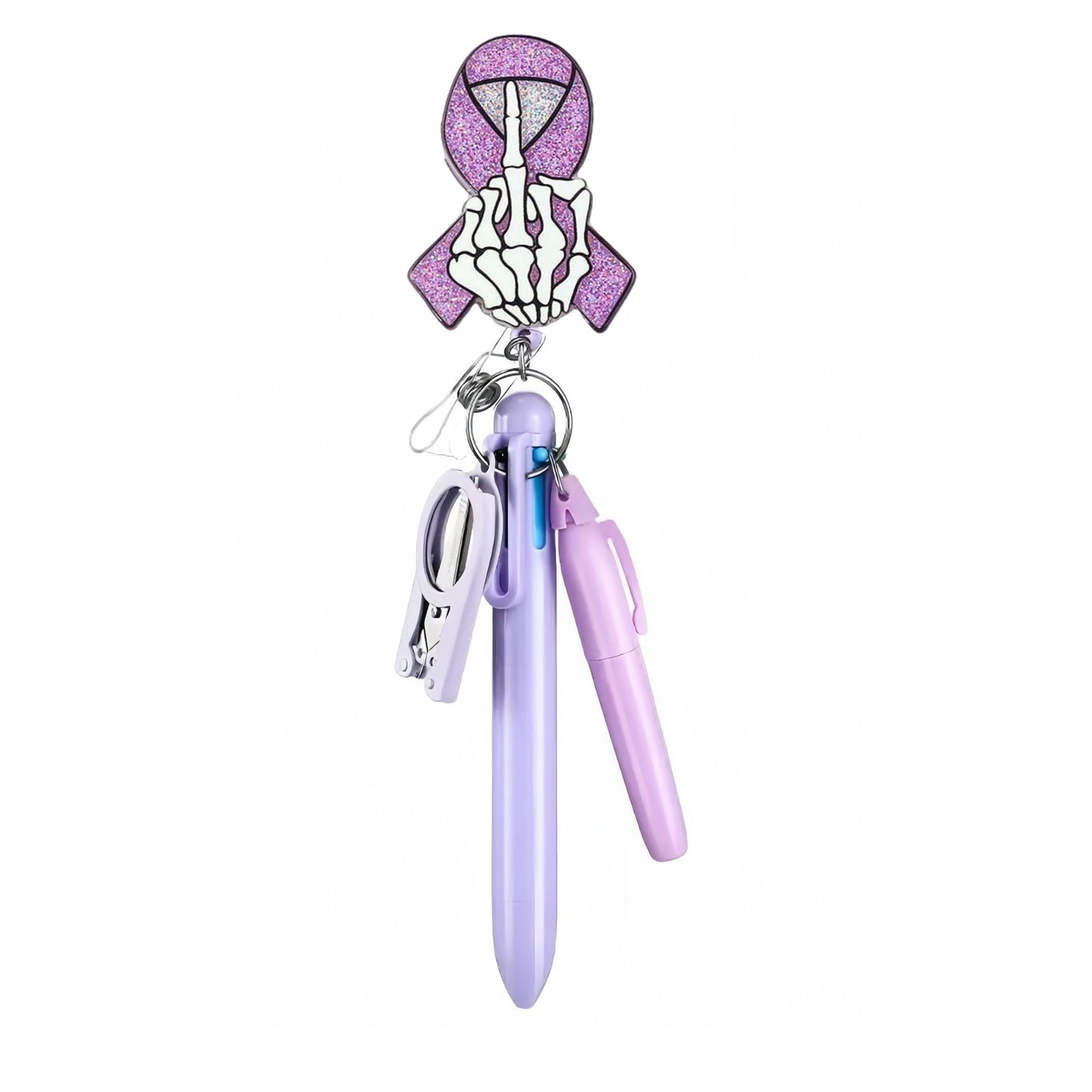 Cross-Border Hot-Selling Macaron Nurse Pen Set Telescopic Badge Holder Easy-Pull Buckle Id Buckle Medical Scissors Pendant