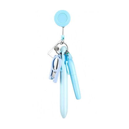 Cross-Border Hot-Selling Macaron Nurse Pen Set Telescopic Badge Holder Easy-Pull Buckle Id Buckle Medical Scissors Pendant
