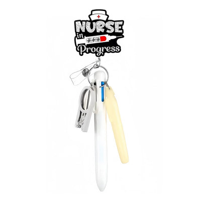 Cross-Border Hot-Selling Macaron Nurse Pen Set Telescopic Badge Holder Easy-Pull Buckle Id Buckle Medical Scissors Pendant