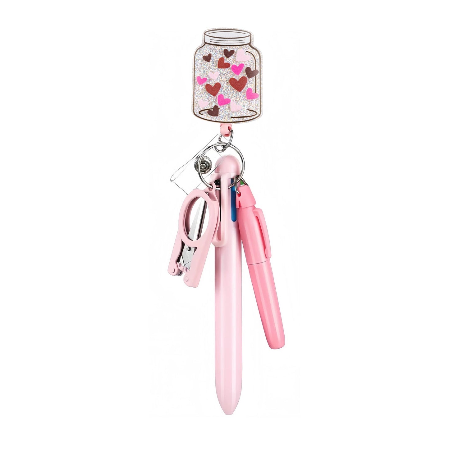Cross-Border Hot-Selling Macaron Nurse Pen Set Telescopic Badge Holder Easy-Pull Buckle Id Buckle Medical Scissors Pendant