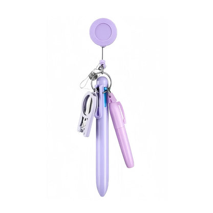 Cross-Border Hot-Selling Macaron Nurse Pen Set Telescopic Badge Holder Easy-Pull Buckle Id Buckle Medical Scissors Pendant