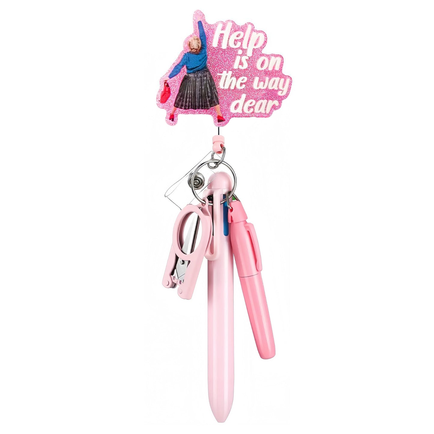 Cross-Border Hot-Selling Macaron Nurse Pen Set Telescopic Badge Holder Easy-Pull Buckle Id Buckle Medical Scissors Pendant
