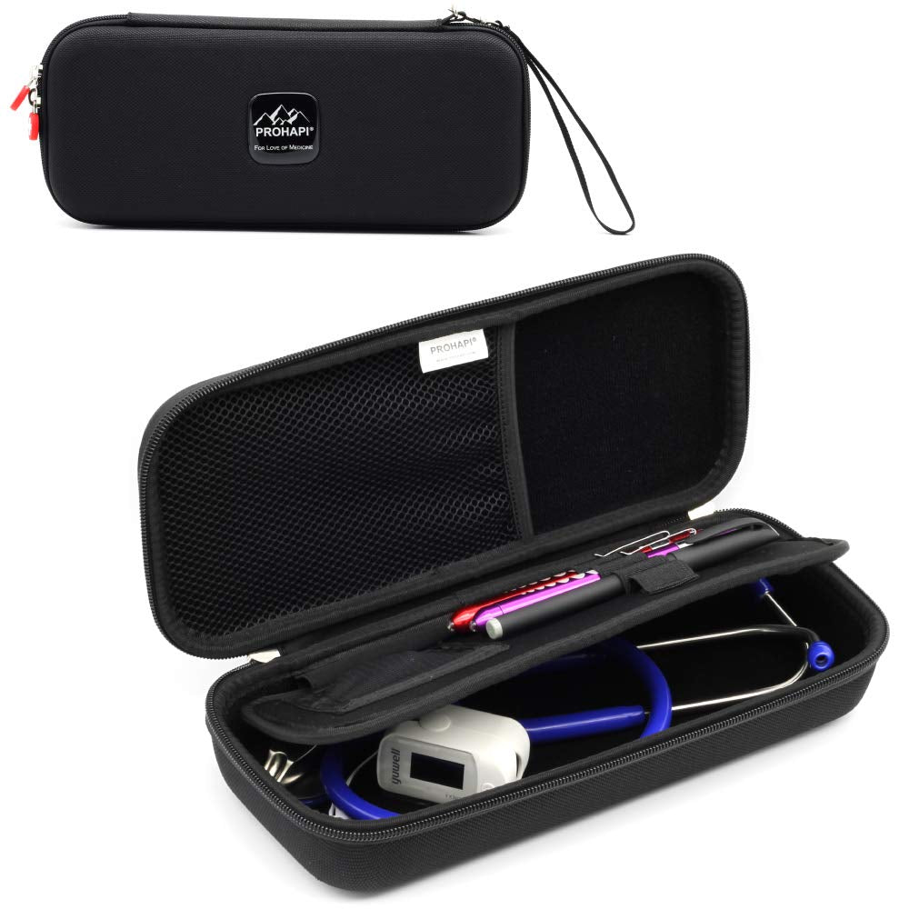 Hard Stethoscope Case, Large Stethoscope Carrying Case with ID Slot, Compatible with 3M Littmann/Adc/Omron/Mdf Stethoscope Includes Mesh Pocket for Nurse Accessories (Volcanic Grey)