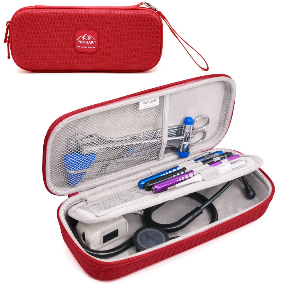 Hard Stethoscope Case, Large Stethoscope Carrying Case with ID Slot, Compatible with 3M Littmann/Adc/Omron/Mdf Stethoscope Includes Mesh Pocket for Nurse Accessories (Volcanic Grey)