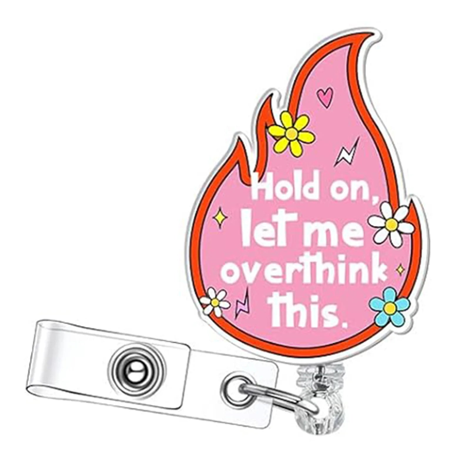 Acrylic English Badge Holder Clip Rotating Alligator Clip Retractable Badge Reel for Doctor Nurse Teacher Student Halloween Gift