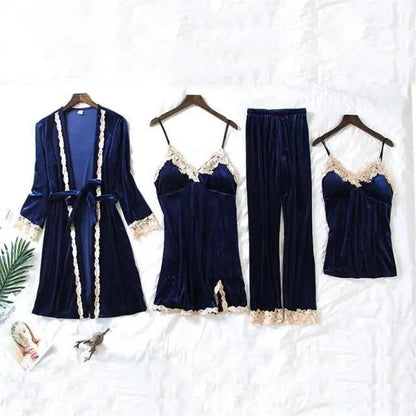 Satin Sleepwear with Robe Nightgown Pants